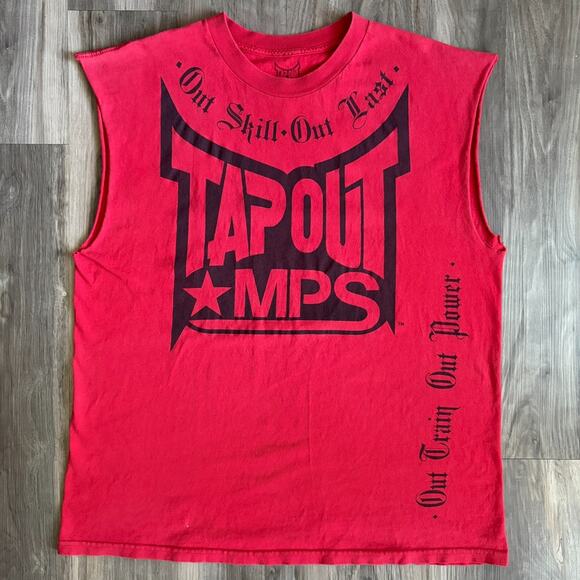 Vintage Y2K Tapout T-Shirt Sz XL Chopped Sleeveless Red MMA Grunge Muscle - Picture 1 of 6